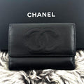 Chanel Wallet Coco Stitch Caviar Trifold
