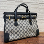 Gucci GG Supreme Business Hand Bag Leather Navy