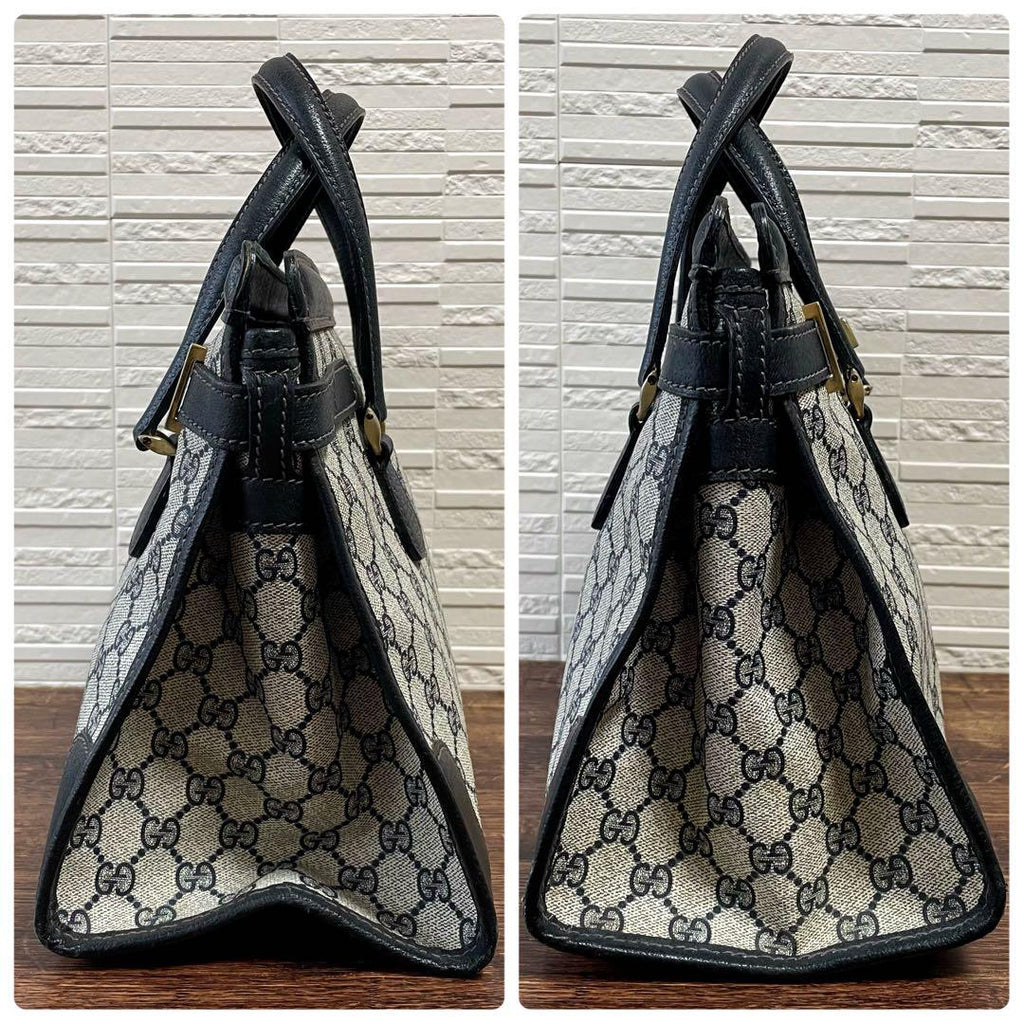Gucci GG Supreme Business Hand Bag Leather Navy — view 3