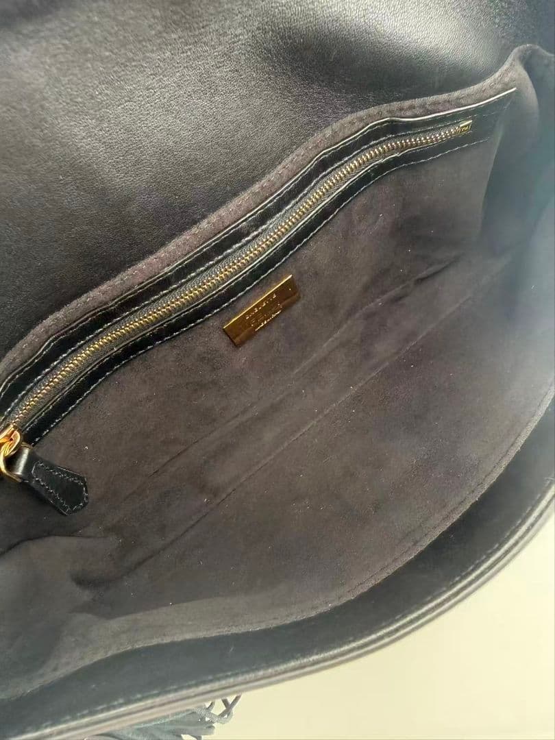 Fendi Fringe Baguette Shoulder Bag Black — view 6