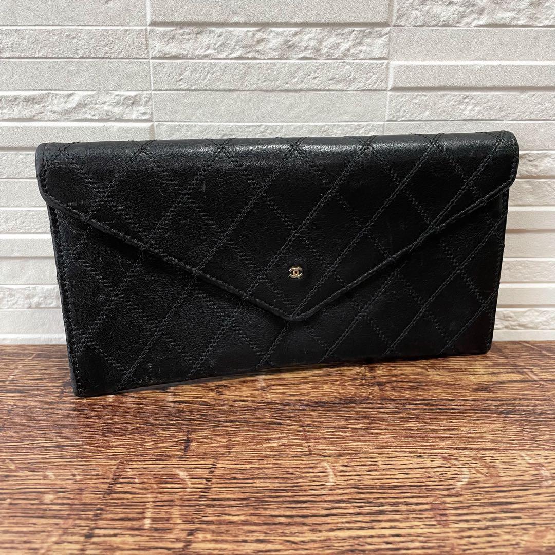 Chanel Bicolor Quilted Mini CC Logo Wallet Black