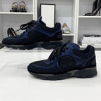 Chanel Coco Mark Fabric Sneakers Metallic Black Blue — view 2