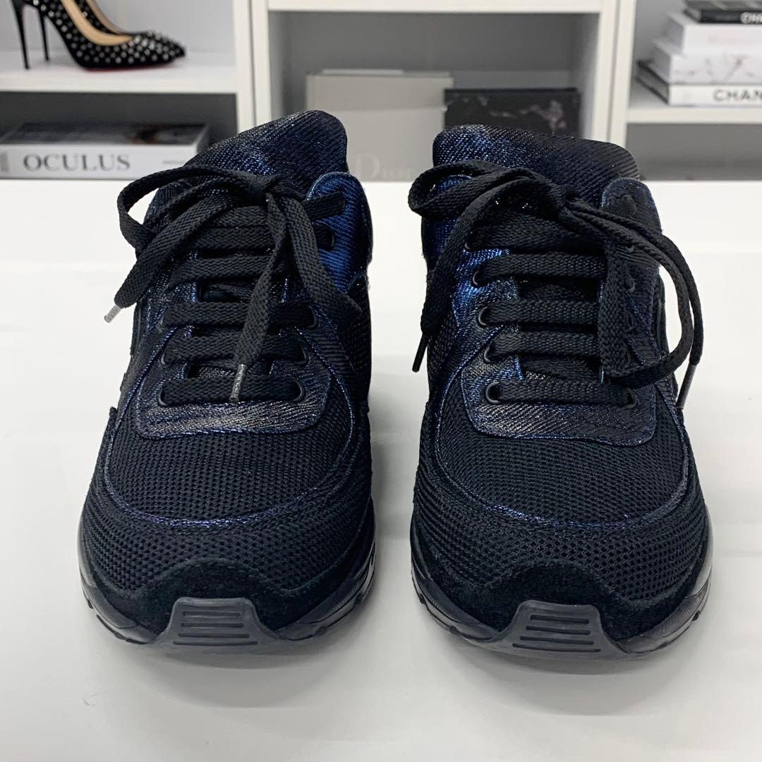Chanel Coco Mark Fabric Sneakers Metallic Black Blue — view 4