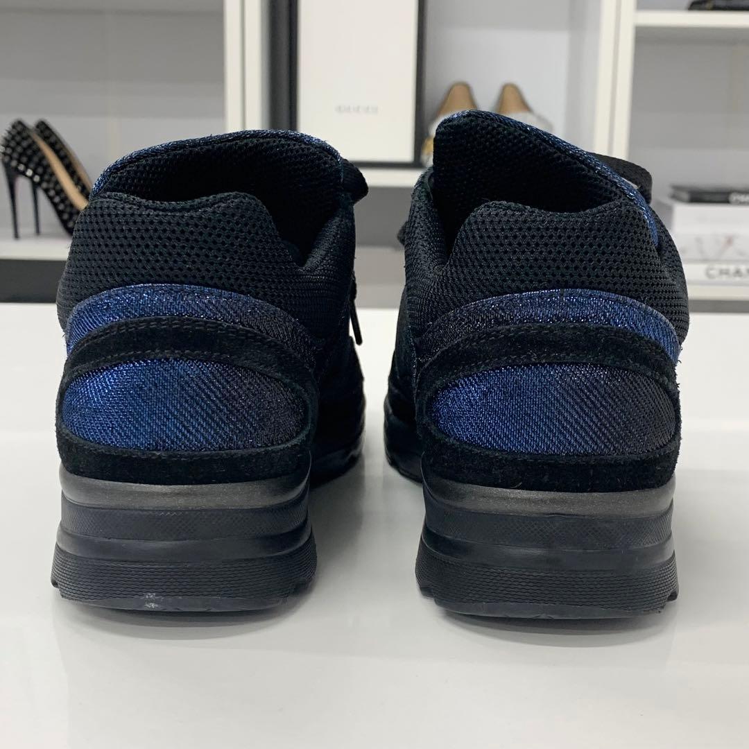 Chanel Coco Mark Fabric Sneakers Metallic Black Blue — view 6