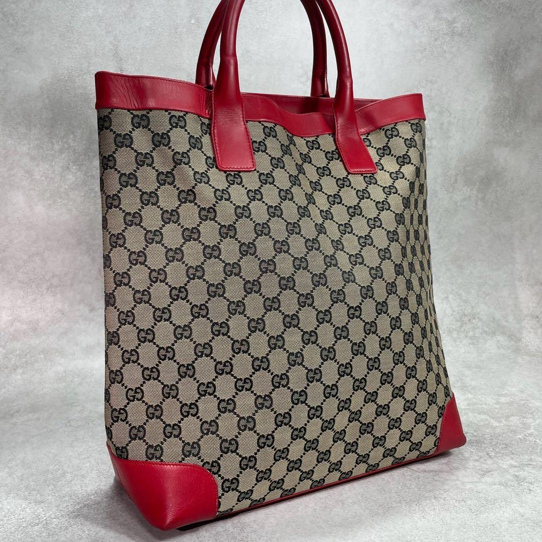 Gucci GG Tote Beige Red Logo Canvas
