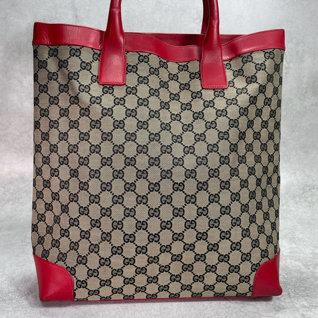 Gucci GG Tote Beige Red Logo Canvas — view 2