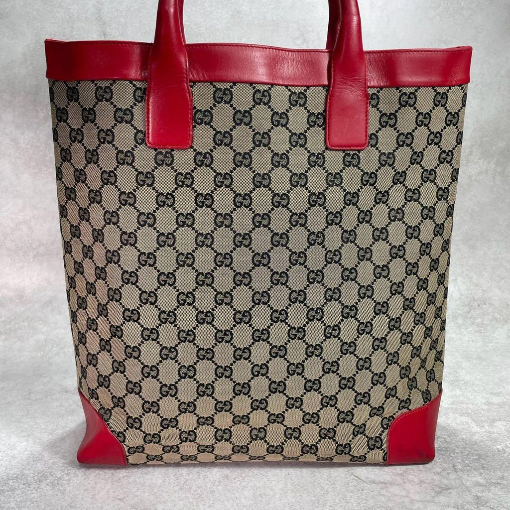 Gucci GG Tote Beige Red Logo Canvas — view 3