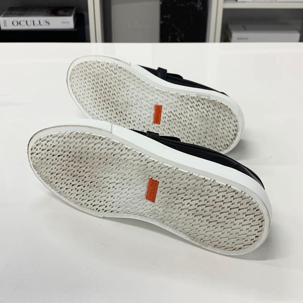 Hermes Game Leather Kelly Slip Ons Black Heel — view 6