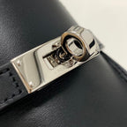 Hermes Game Leather Kelly Slip Ons Black Heel — view 9