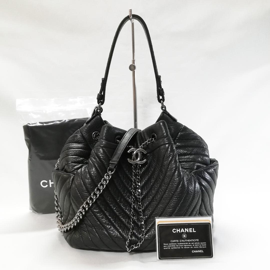 Chanel Lambskin Quilted Stitch Drawstring Shoulder