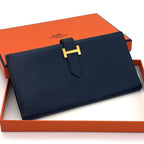 Hermes Bearn Classic Bifold Wallet Navy Leather Epsom