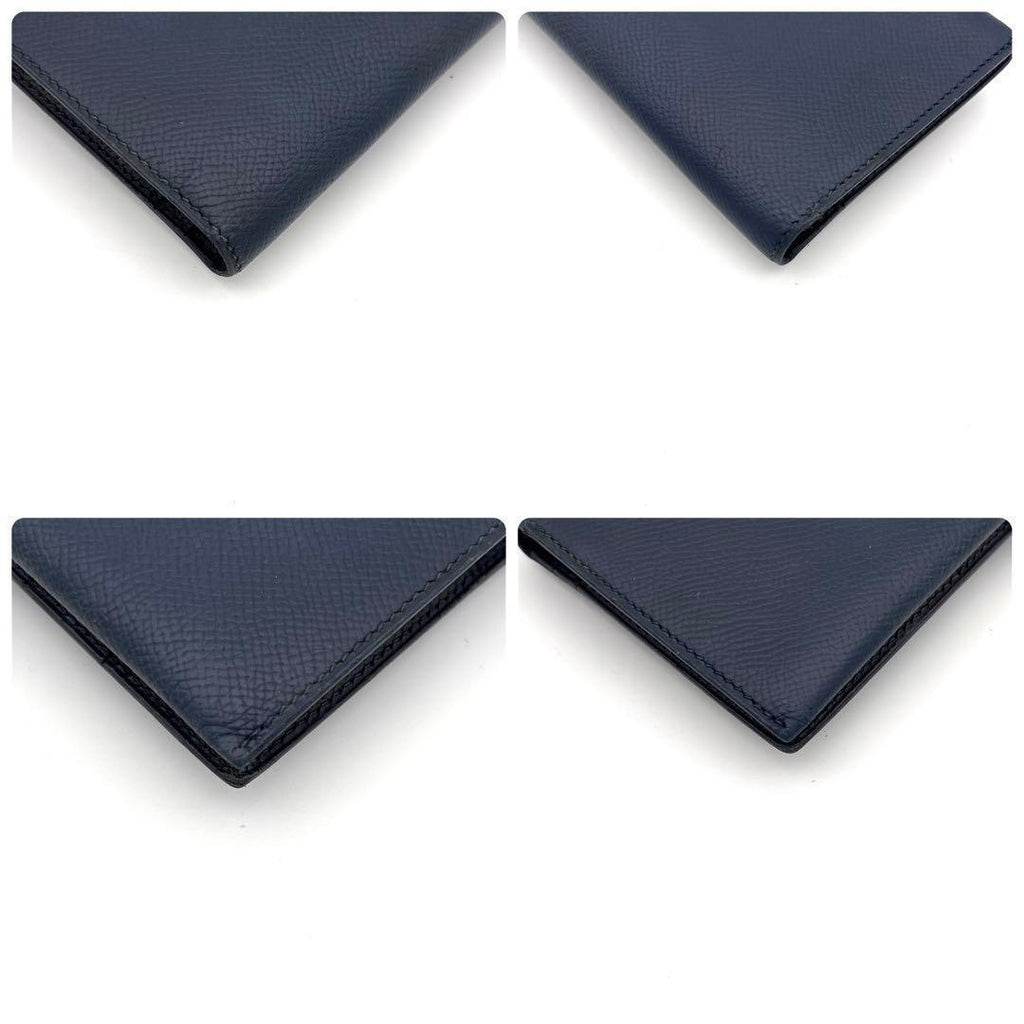 Hermes Bearn Classic Bifold Wallet Navy Leather Epsom — view 8