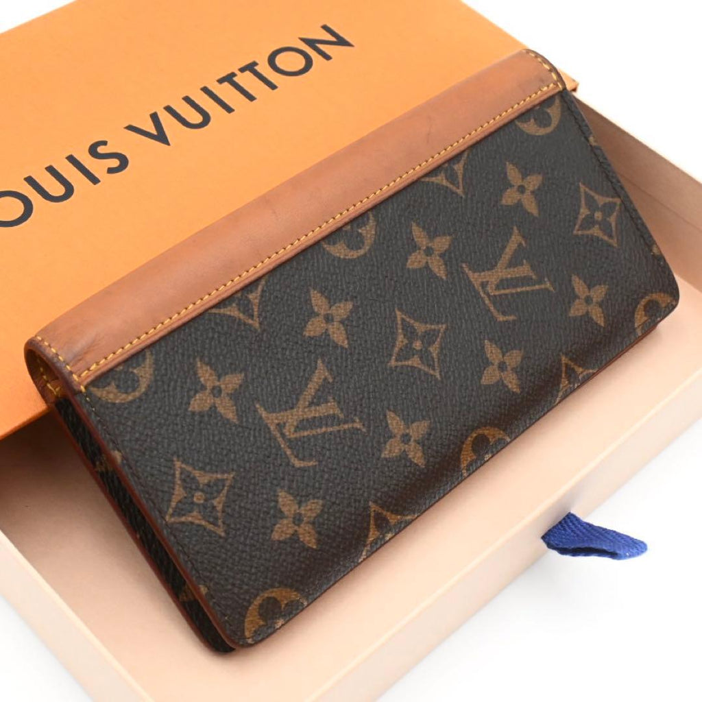 Louis Vuitton Monogram Macassar Portefeuille Brazza Vachetta Leather Wallet