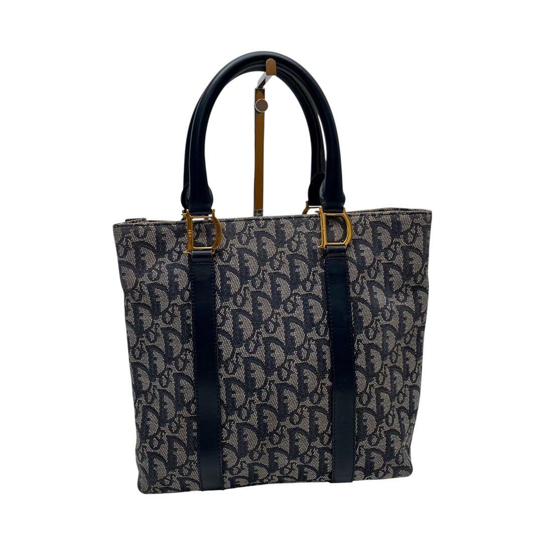 Dior Trotter Canvas Leather Hand Tote Navy — view 2