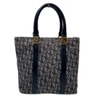 Dior Trotter Canvas Leather Hand Tote Navy — view 3