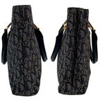 Dior Trotter Canvas Leather Hand Tote Navy — view 4
