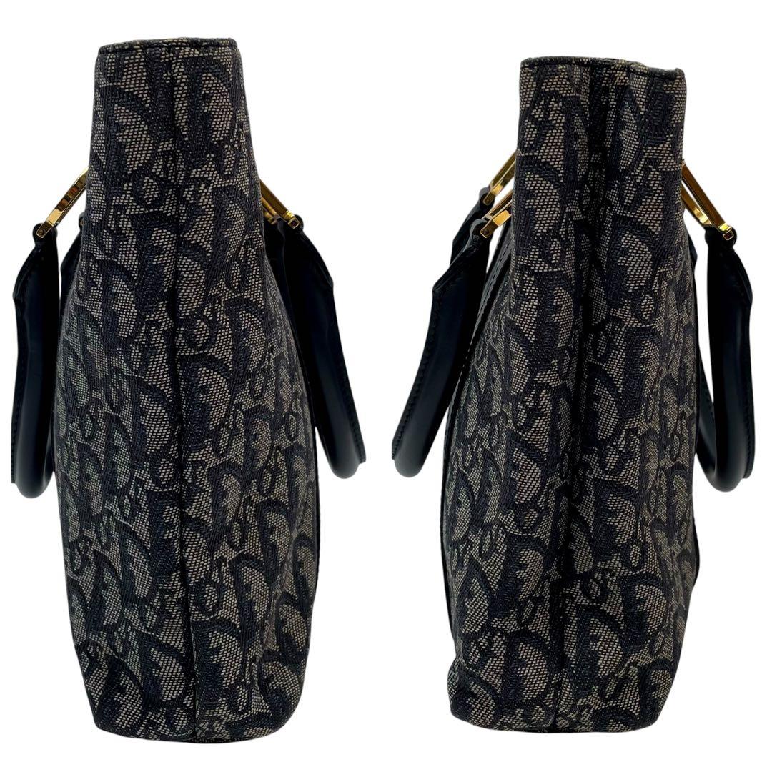 Dior Trotter Canvas Leather Hand Tote Navy — view 4