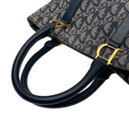 Dior Trotter Canvas Leather Hand Tote Navy — view 7