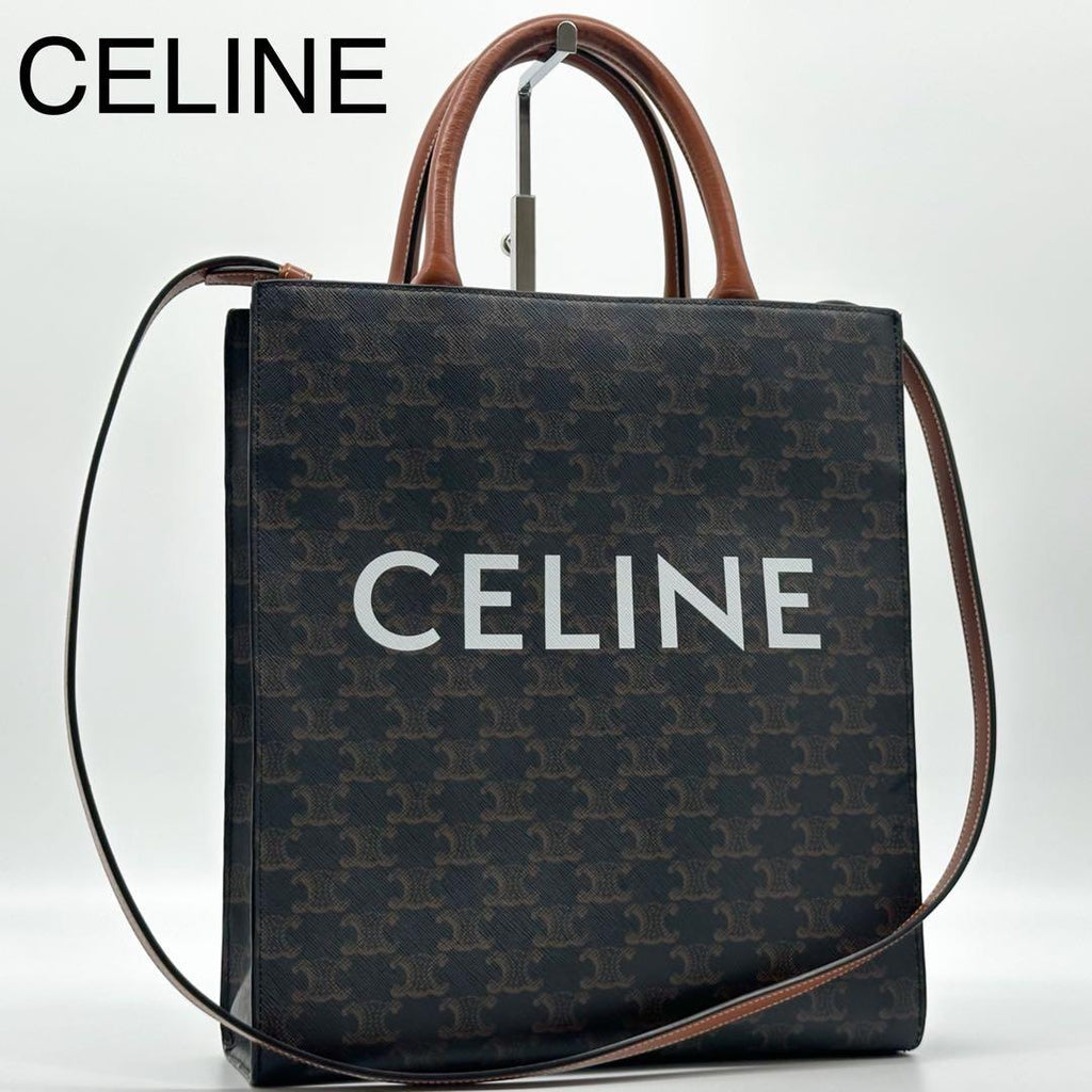 Celine Vertical Cabas Tote Triomphe Logo Macadam Leather