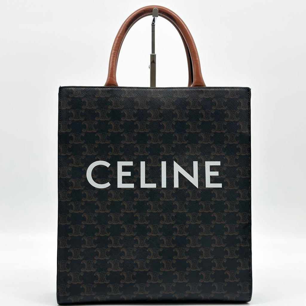 Celine Vertical Cabas Tote Triomphe Logo Macadam Leather — view 2