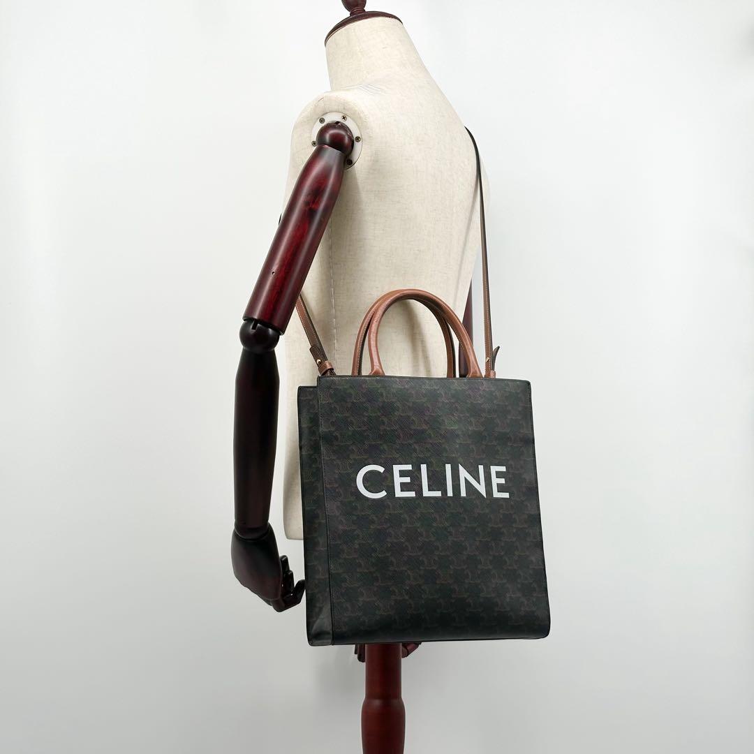 Celine Vertical Cabas Tote Triomphe Logo Macadam Leather — view 5