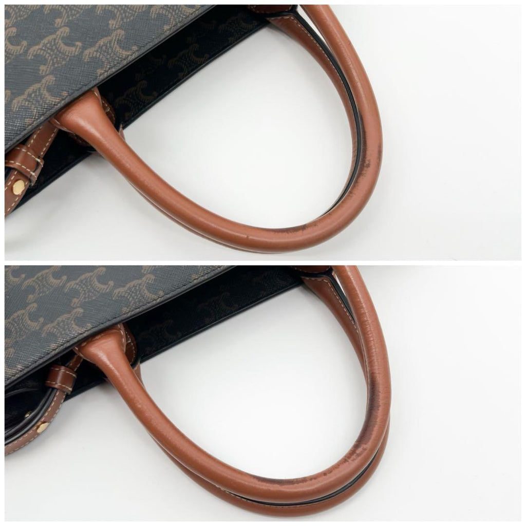 Celine Vertical Cabas Tote Triomphe Logo Macadam Leather — view 9