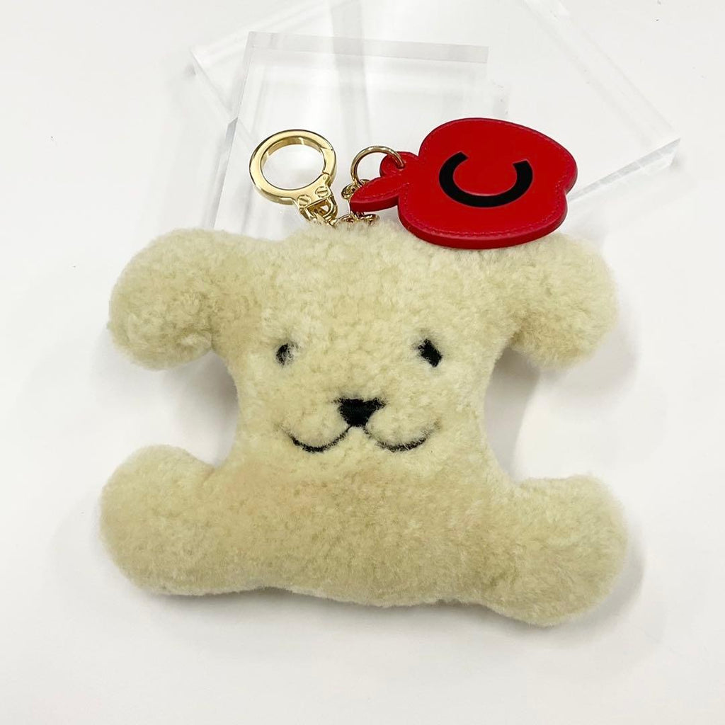 Celine Triomphe Pom Charm Apple Dog Beige Keychain — view 2