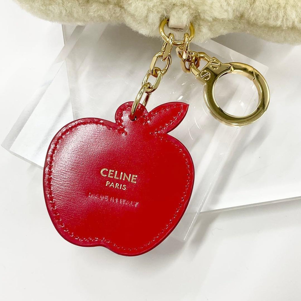 Celine Triomphe Pom Charm Apple Dog Beige Keychain — view 6