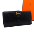 Hermes Bearn Souffle Bifold Wallet Epsom Black Gold