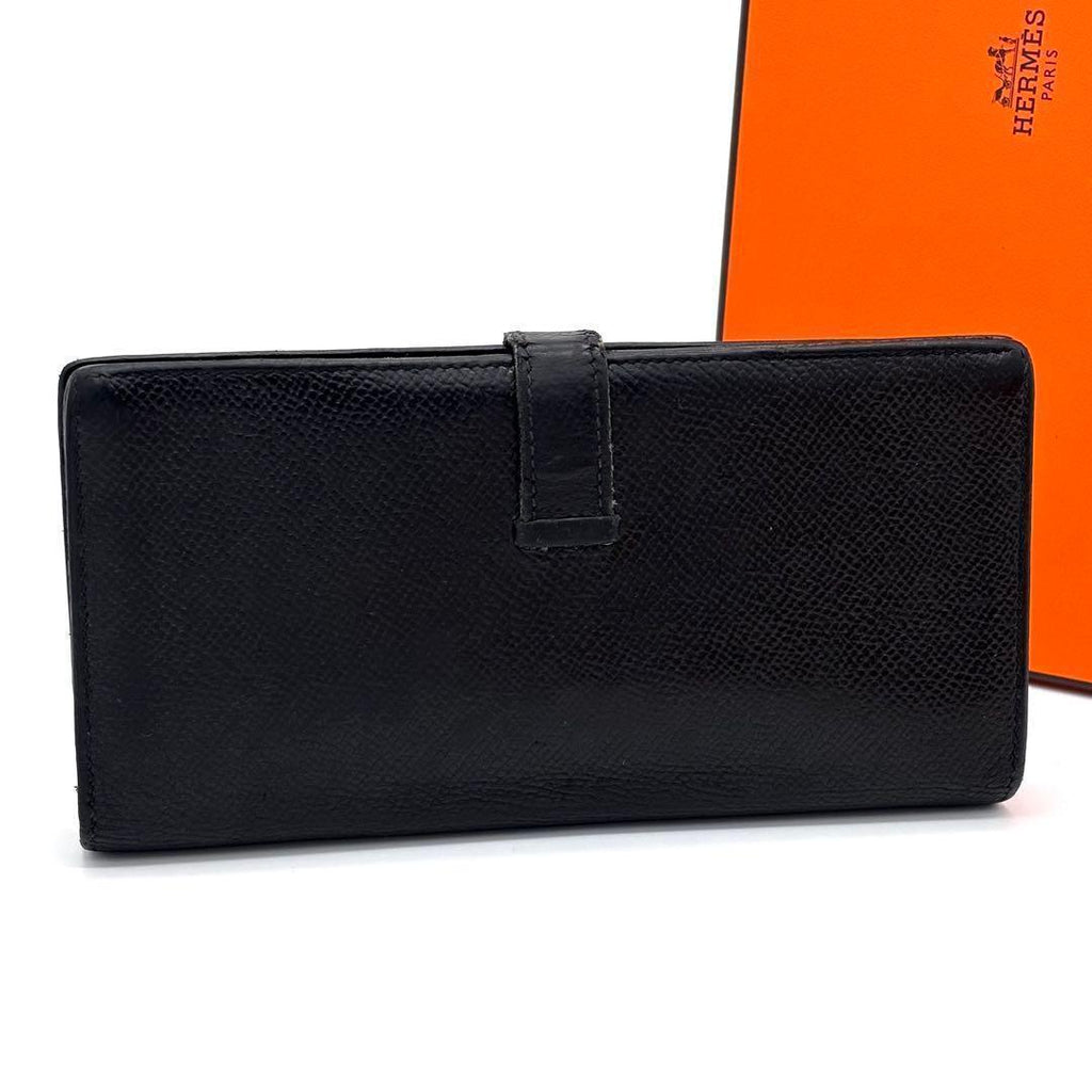 Hermes Bearn Souffle Bifold Wallet Epsom Black Gold — view 2