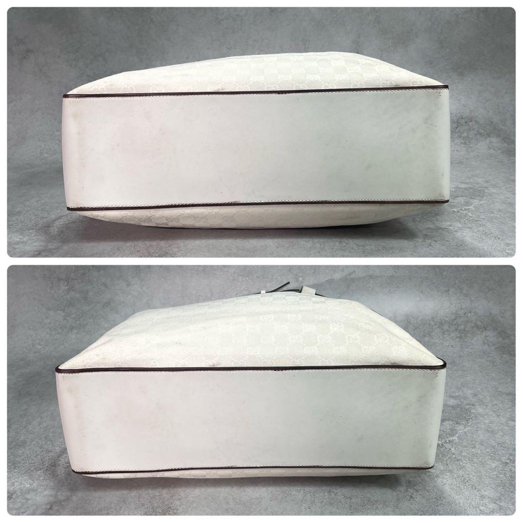 Gucci GG Tote White Canvas Leather Logo — view 8