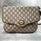 Gucci GG Shoulder Bag Brown Beige Leather Logo — view 2