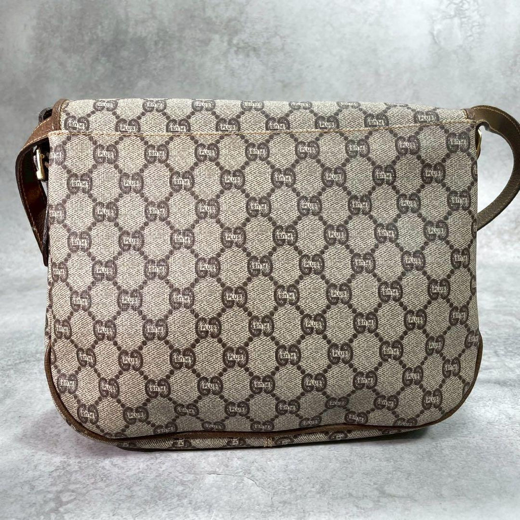 Gucci GG Shoulder Bag Brown Beige Leather Logo — view 3