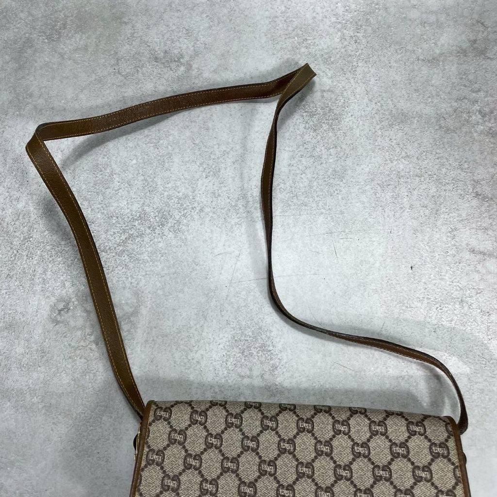 Gucci GG Shoulder Bag Brown Beige Leather Logo — view 6