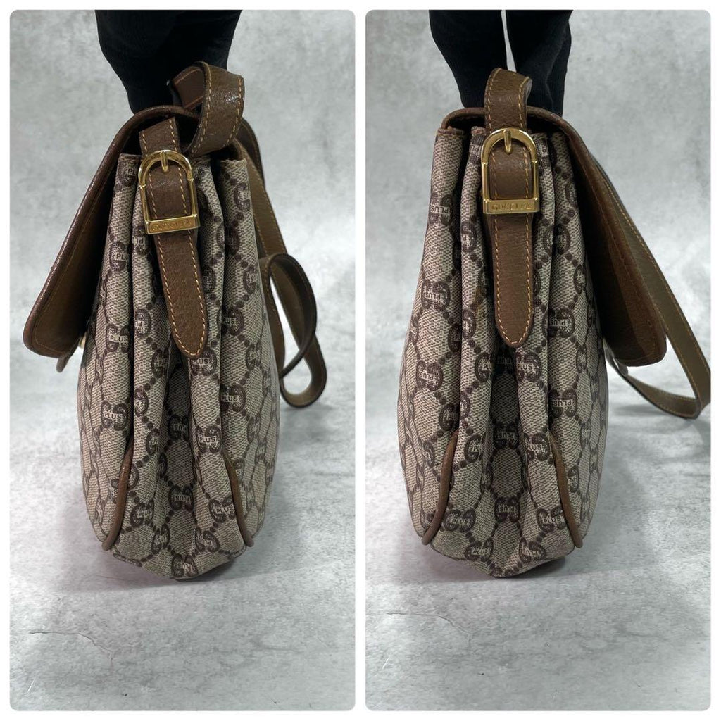 Gucci GG Shoulder Bag Brown Beige Leather Logo — view 7