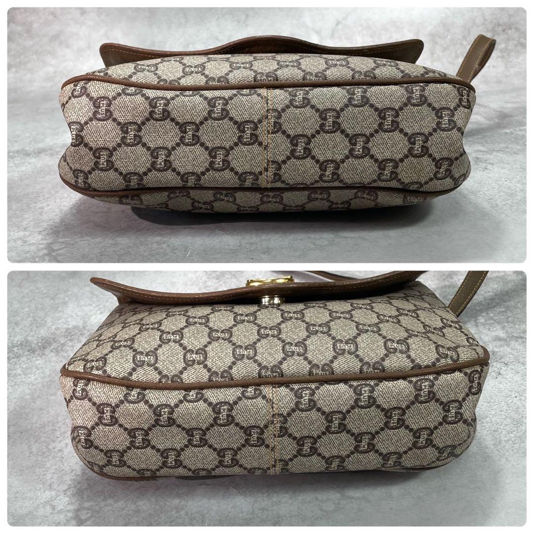 Gucci GG Shoulder Bag Brown Beige Leather Logo — view 8