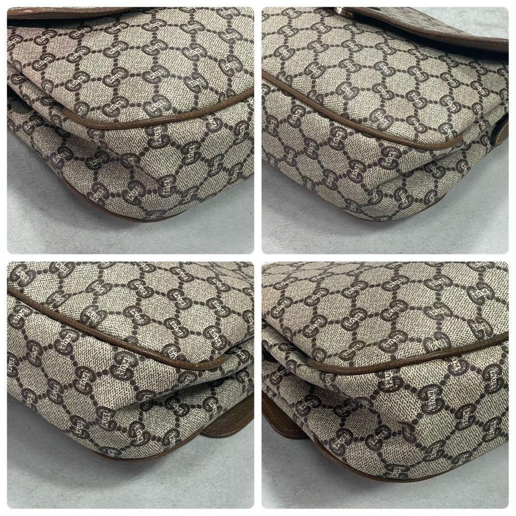 Gucci GG Shoulder Bag Brown Beige Leather Logo — view 9