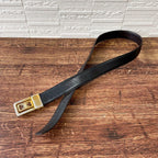 Celine Leather Triomphe Buckle Gold Belt Black Brown — view 9