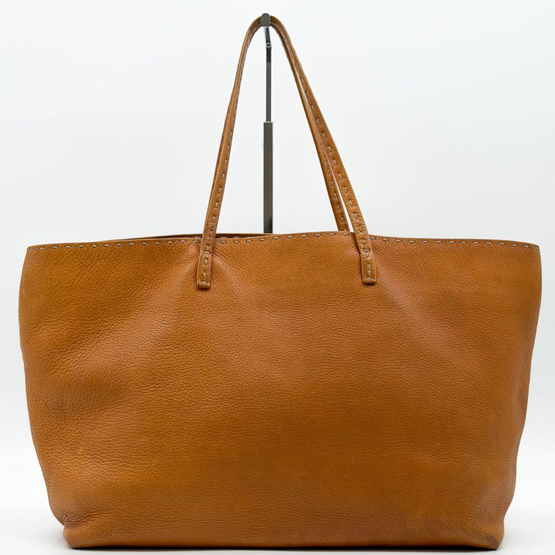 Fendi Selleria Cabas Tote Bag Leather Yellow Shoulder Roll