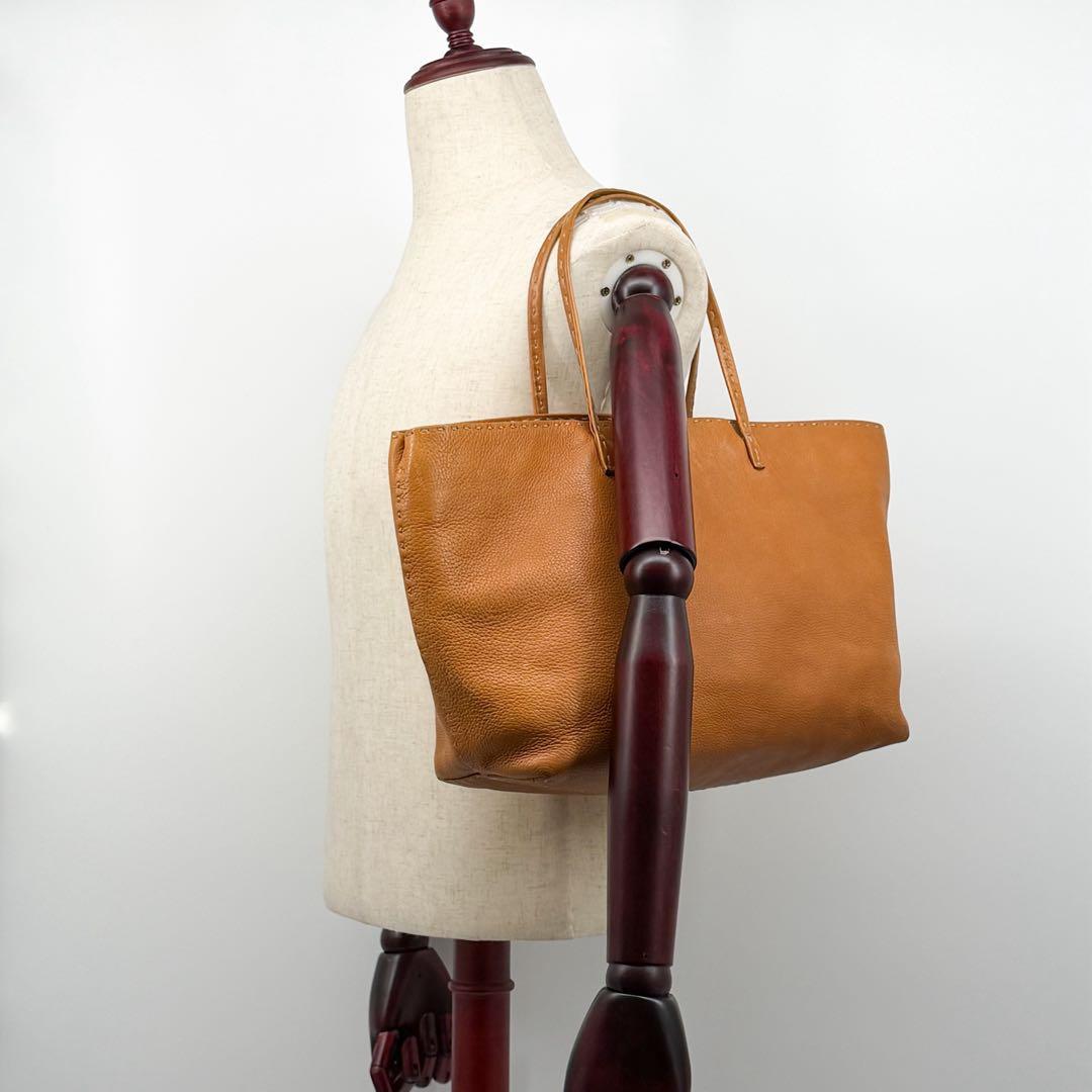 Fendi Selleria Cabas Tote Bag Leather Yellow Shoulder Roll