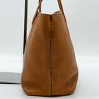 Fendi Selleria Cabas Tote Bag Leather Yellow Shoulder Roll