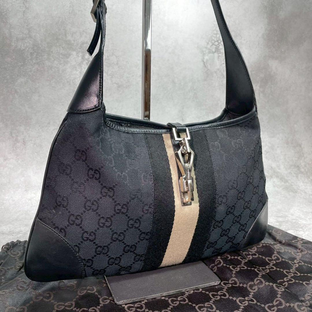 Gucci GG Sherry Line Shoulder Bag Black Jackie