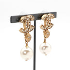 Chanel Earrings Gold Coco Mark Rhinestone — view 8