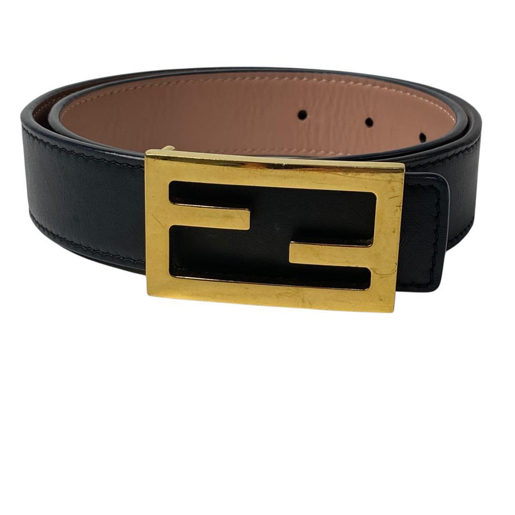 Fendi FF Leather Belt Buckle Black — view 2