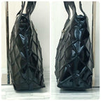 Chanel Quilted Enamel Tote Shoulder Bag Black — view 3