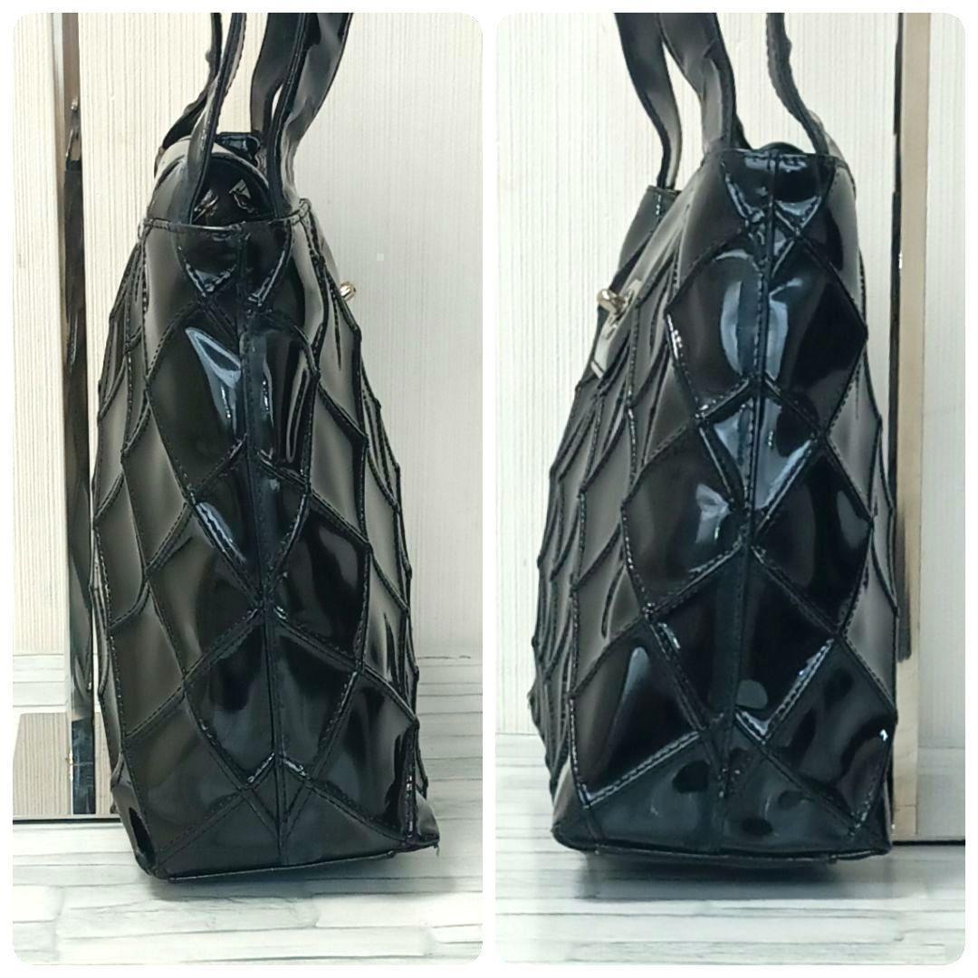 Chanel Quilted Enamel Tote Shoulder Bag Black — view 3