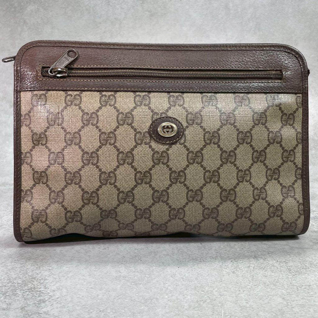 Gucci GG Clutch Brown Leather Logo Second — view 2