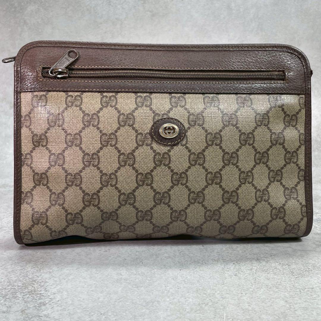 Gucci GG Clutch Brown Leather Logo Second — view 2