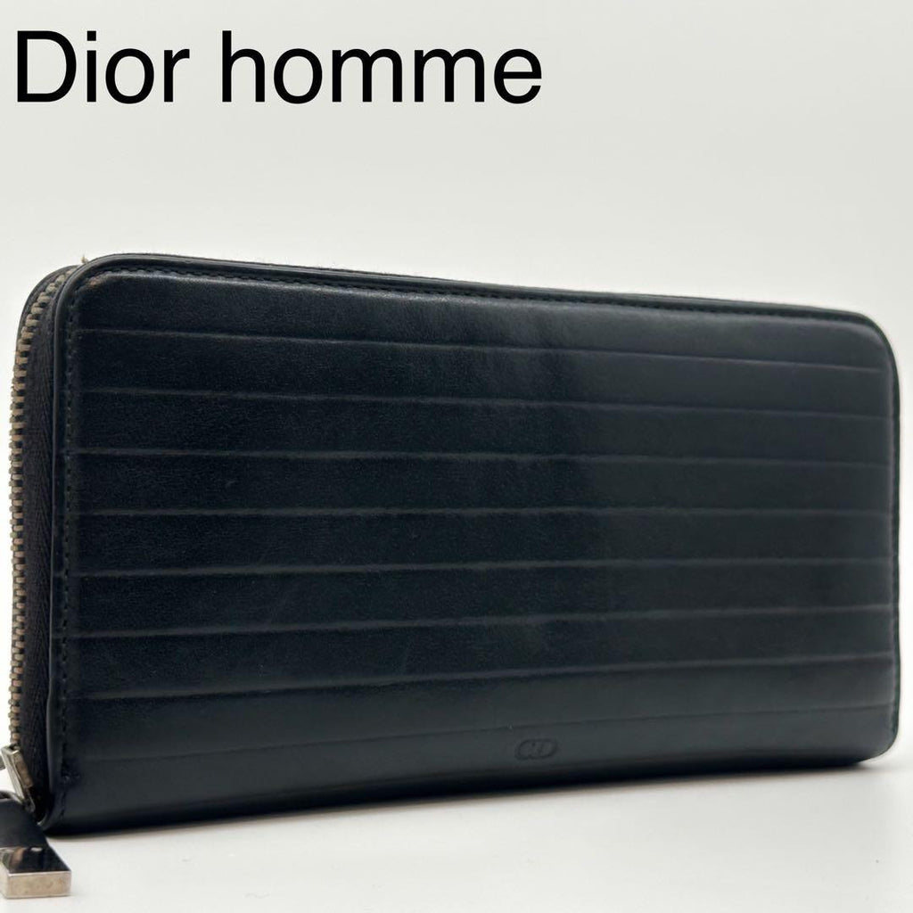 Dior Homme Zip Around Wallet Leather Logo CD