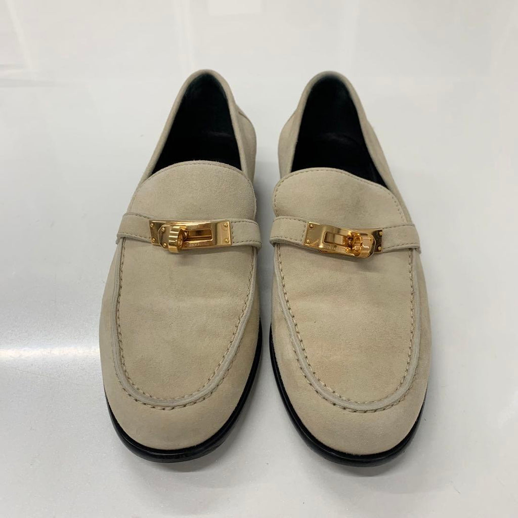Hermes D'estaing Suede Kelly Hardware Loafers Beige — view 3